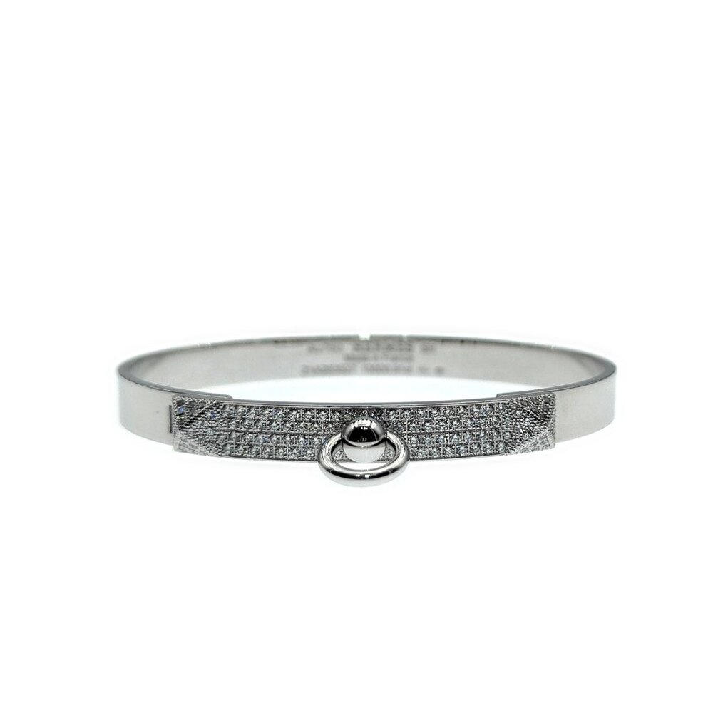 Hermès Collier de Chien White Gold Diamond Bracelet Size SH